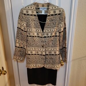 Jessica Howard classic Business Black  dress with printed light printed jacket